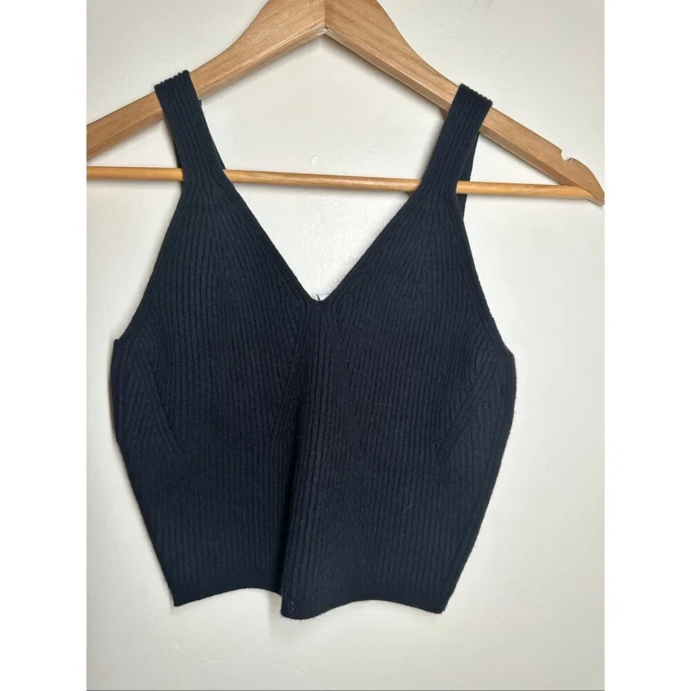 lululemon athletica Black Ribbed V-Neck Crop Top